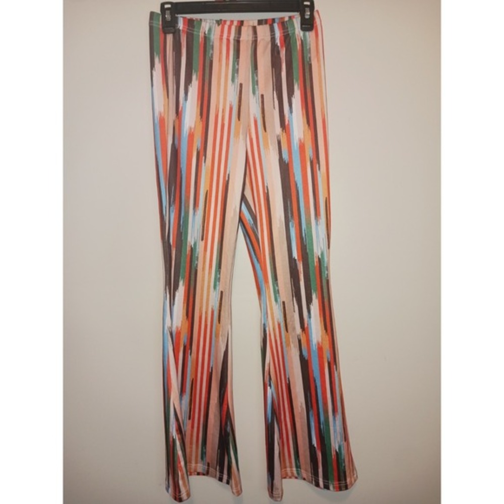 Bold‎ Striped Boho Flared Leg Hippie 70s Yoga Stretch Pants Small